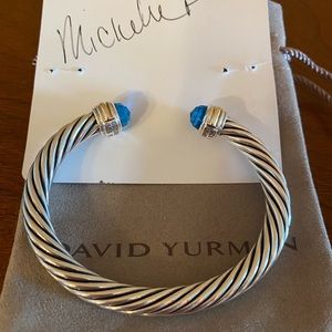 David Yurman 7mm Blue Topaz w/ gold bracelet